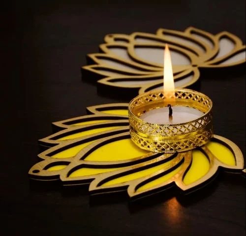 Golden Lotus Tealight Candle Holder Set
