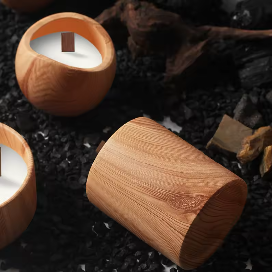 Rustic Wooden Cup Candle