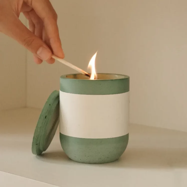 Pastel Green Wooden Candle
